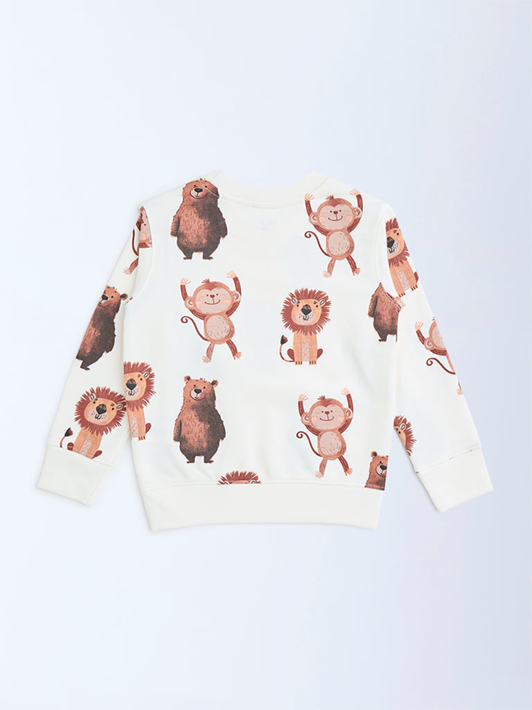 HOP Kids Off-White Animal Printed Cotton-Blend Sweatshirt - Image 2
