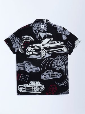 Y&F Kids Black Printed Shirt