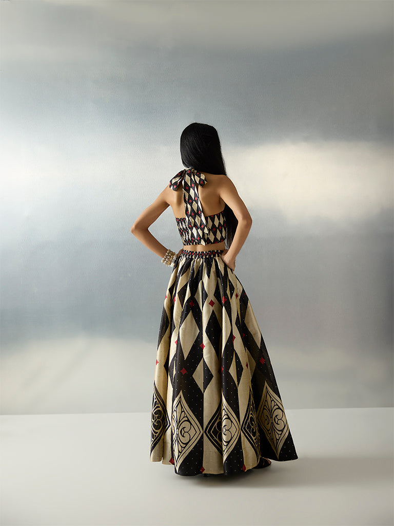Vark Black Geometric Design Maxi Skirt - Image 3