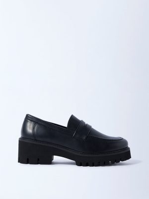LUNA BLU Black Chunky Loafers