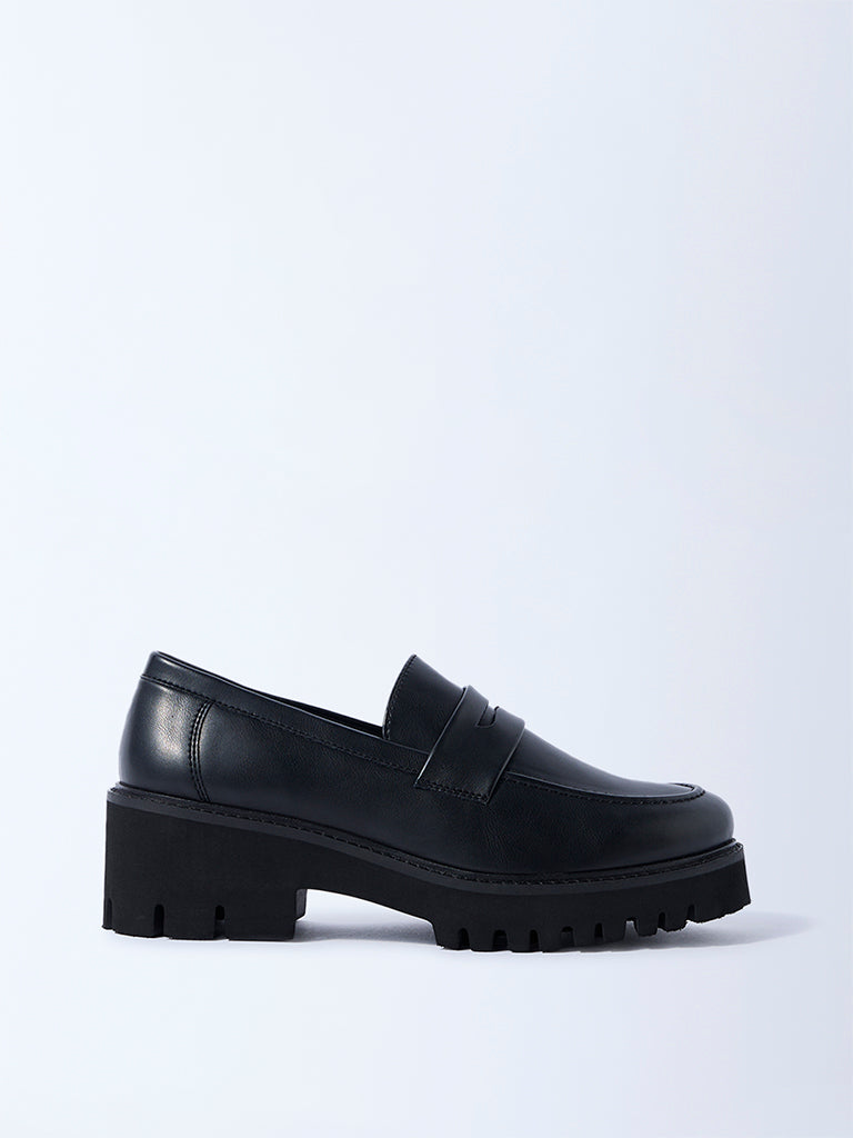 LUNA BLU Black Chunky Loafers