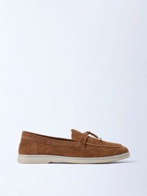 LUNA BLU Tan Suede Penny Loafers