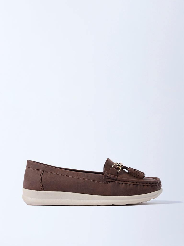 LUNA BLU Brown Hardware-Detailed Loafers