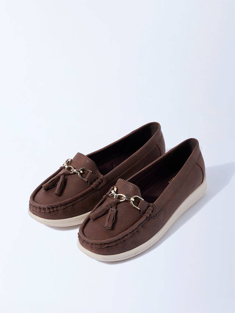 LUNA BLU Brown Hardware-Detailed Loafers - Image 2