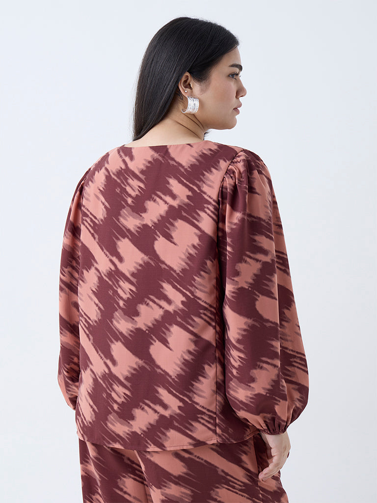 Gia Burgundy Abstract Design Blouse - Image 4