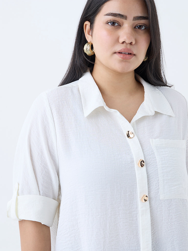 Gia White Textured Blouse - Image 3