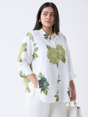 Gia White Botanical Design Shirt