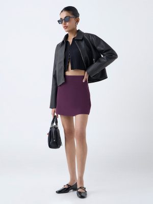 Nuon Plum Solid High-Rise Skorts