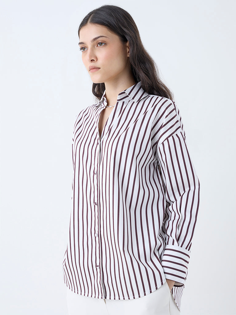 Wardrobe White Striped Cotton Shirt