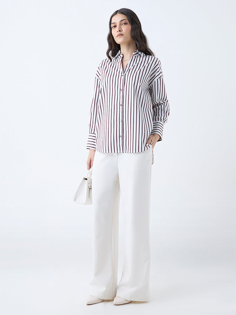 Wardrobe White Striped Cotton Shirt - Image 2