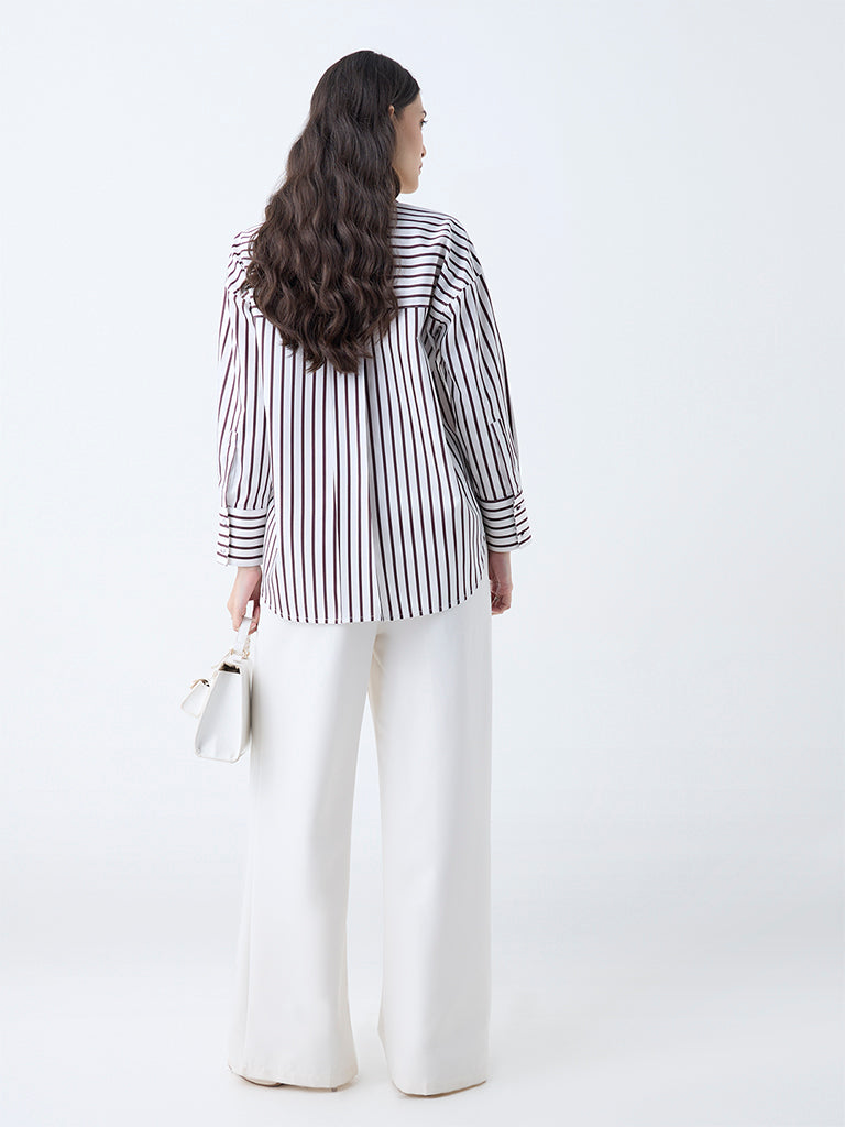 Wardrobe White Striped Cotton Shirt - Image 4