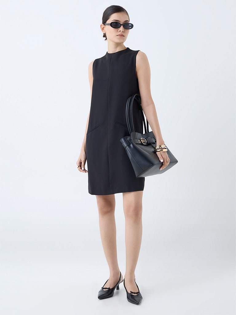 Wardrobe Black Solid Shift Dress