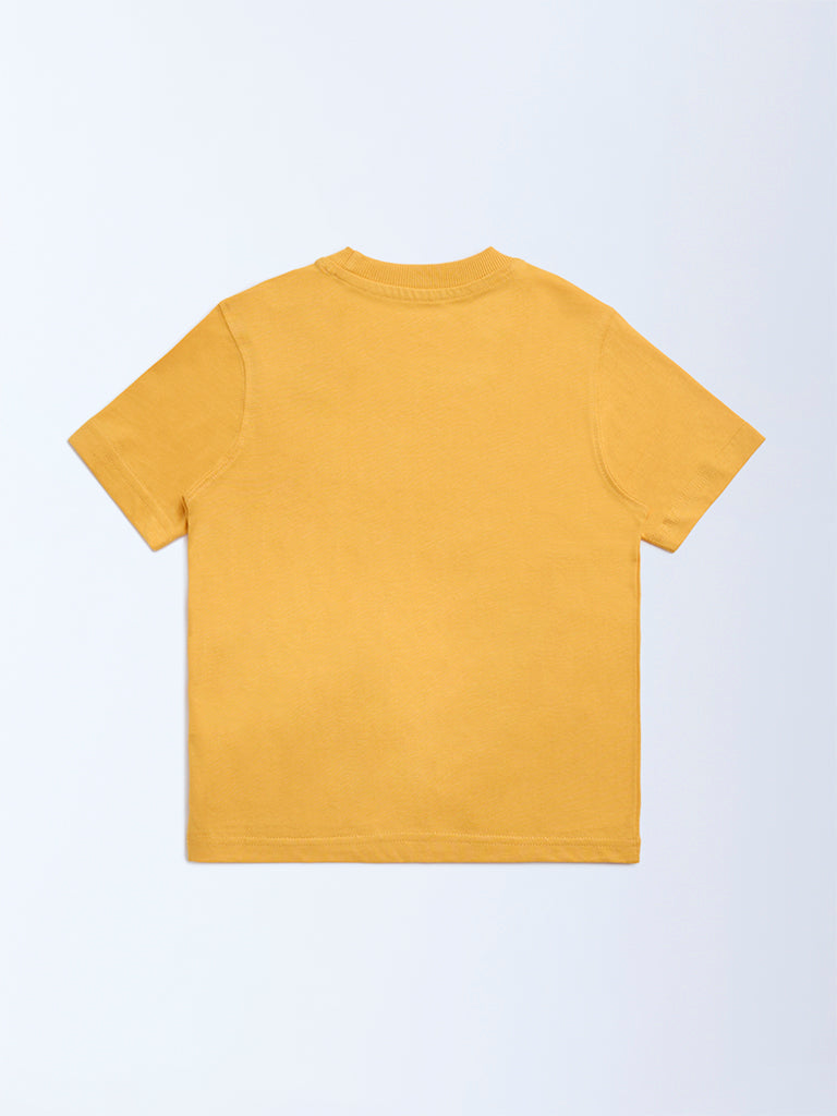 HOP Kids Yellow Text Detailed Cotton T-Shirt - Image 2