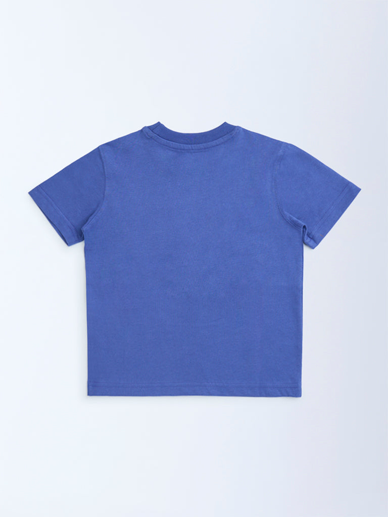 HOP Kids Blue Animal Design Cotton T-Shirt - Image 4