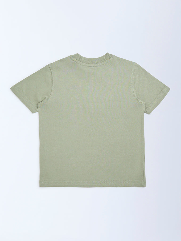 HOP Kids Sage Animal Printed Cotton T-Shirt - Image 2