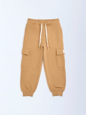HOP Kids Mustard Mid-Rise Cotton-Blend Joggers