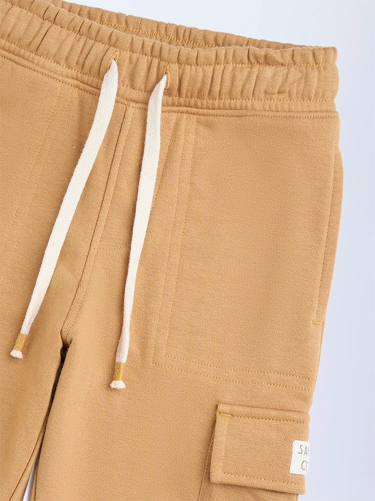 HOP Kids Mustard Mid-Rise Cotton-Blend Joggers - Image 4