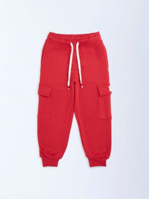 HOP Kids Red Mid-Rise Cotton-Blend Joggers