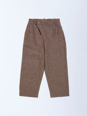 HOP Kids Brown Mid-Rise Cotton-Blend Pants
