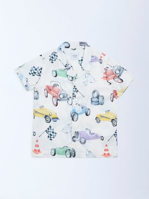 HOP Kids Off-White Printed Shirt