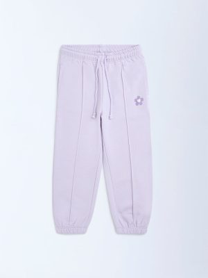 HOP Kids Lilac High-Rise Cotton-Blend Joggers