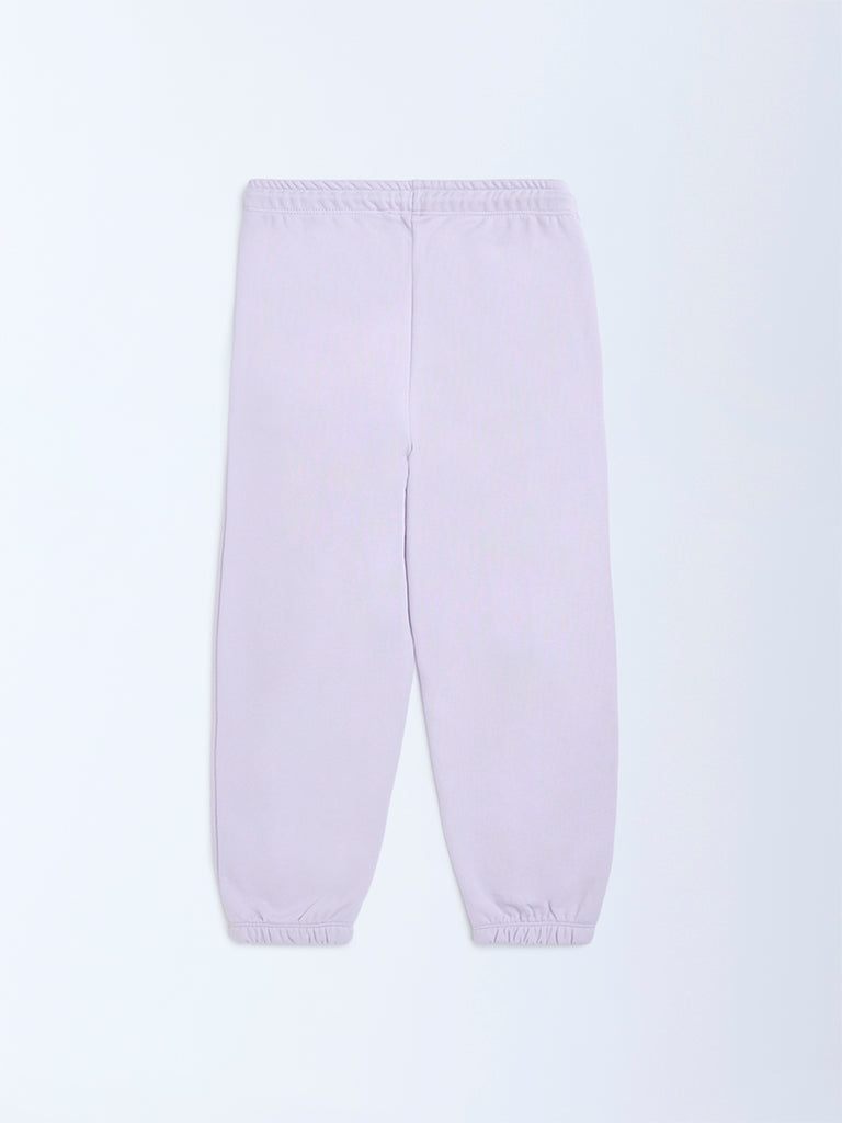 HOP Kids Lilac High-Rise Cotton-Blend Joggers - Image 3