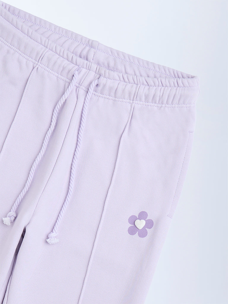 HOP Kids Lilac High-Rise Cotton-Blend Joggers - Image 4