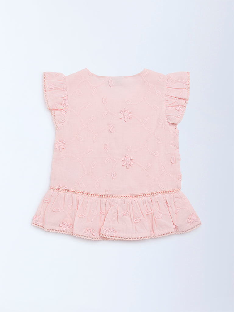 HOP Kids Pink Knot-Detailed Cotton Top - Image 4