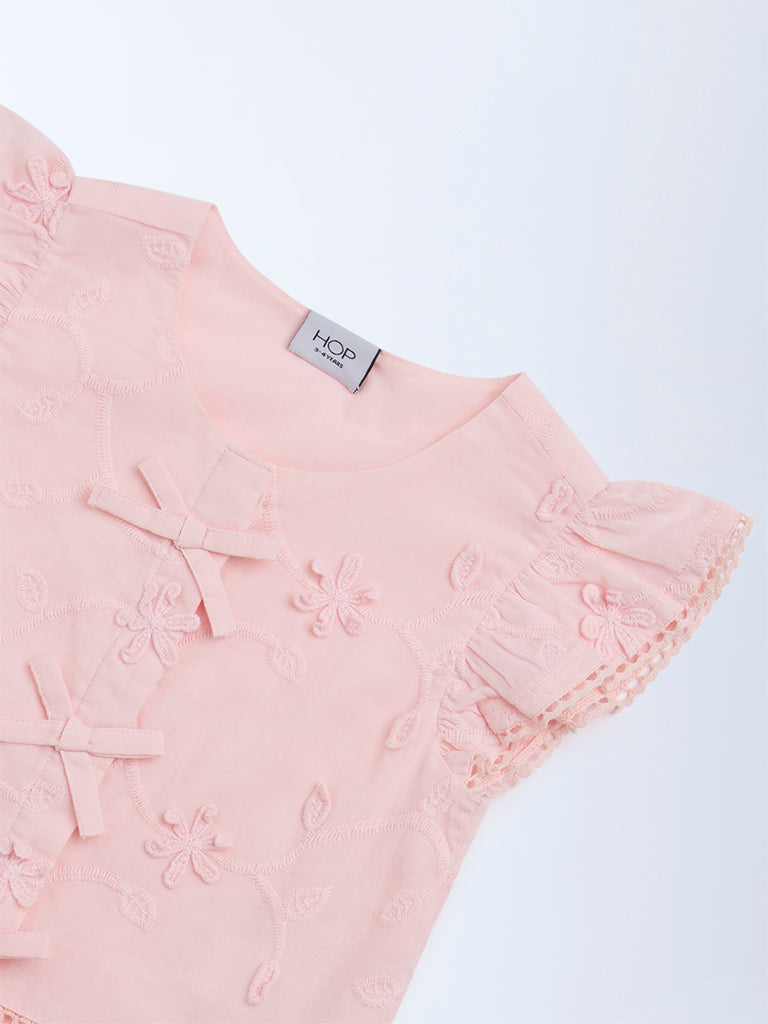 HOP Kids Pink Knot-Detailed Cotton Top - Image 5