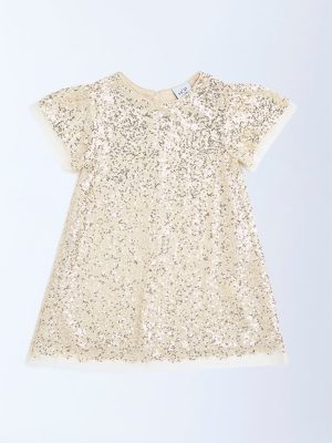 HOP Kids Gold Sequin Embellished Party Dress