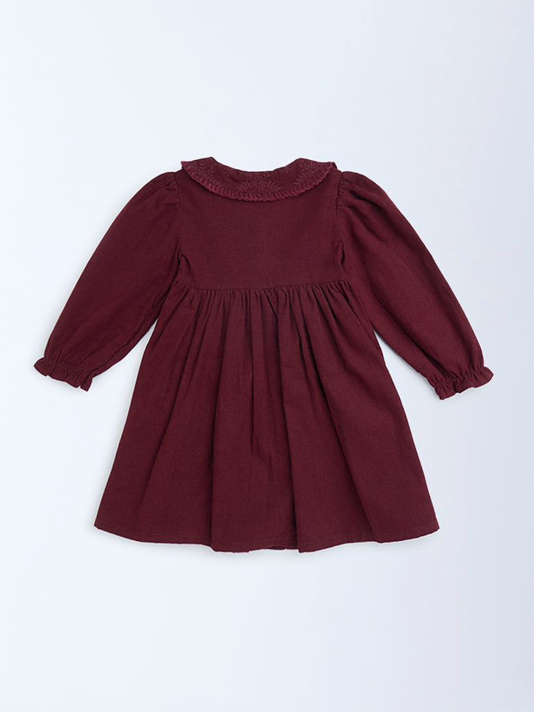 HOP Kids Wine Fit-and-Flare Cotton Dress - Image 4
