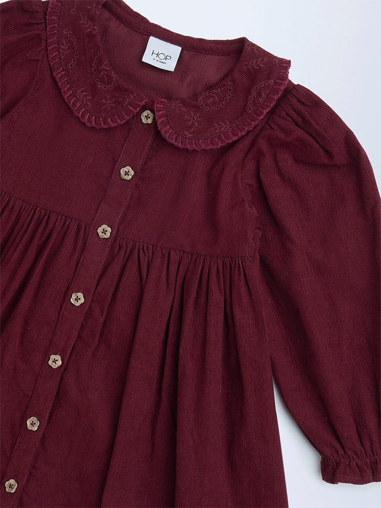 HOP Kids Wine Fit-and-Flare Cotton Dress - Image 5