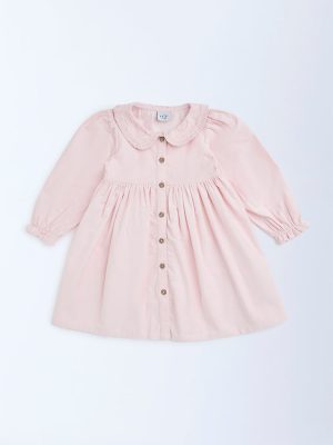 HOP Kids Light Pink Cotton Fit-and-Flare Dress