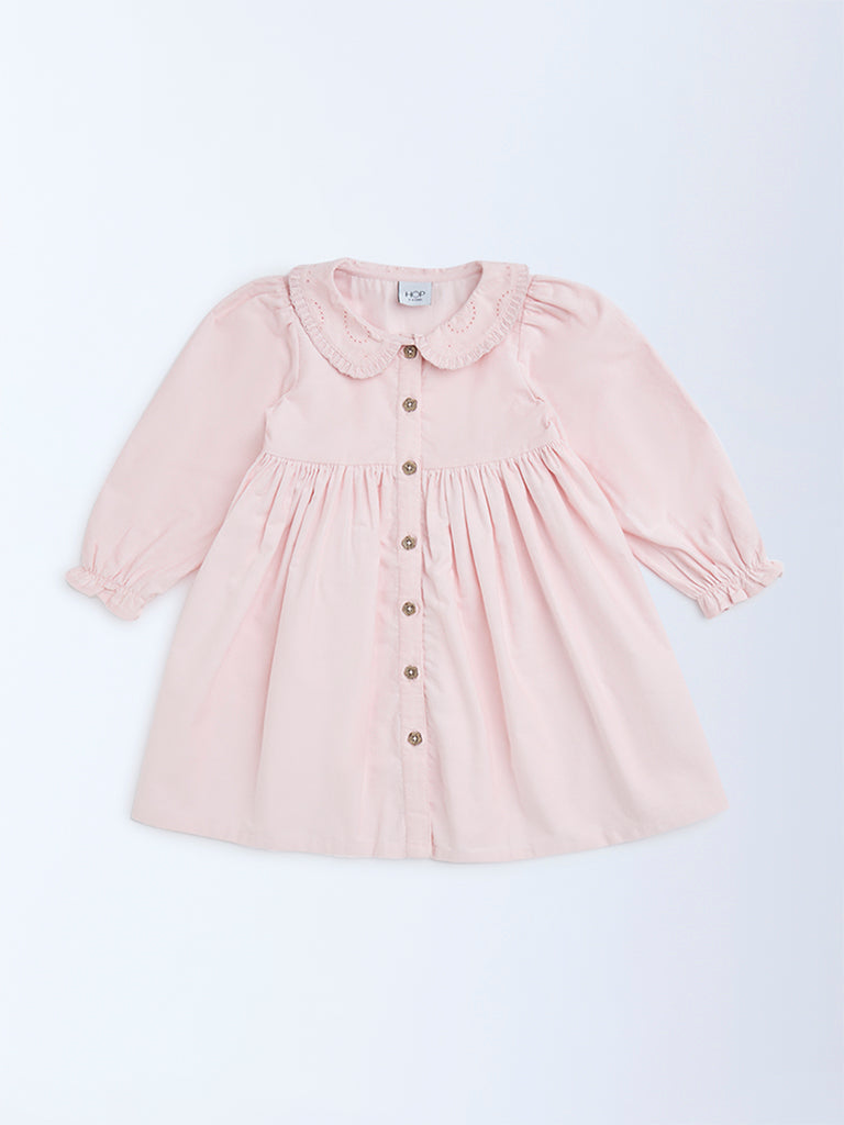 HOP Kids Light Pink Cotton Fit-and-Flare Dress