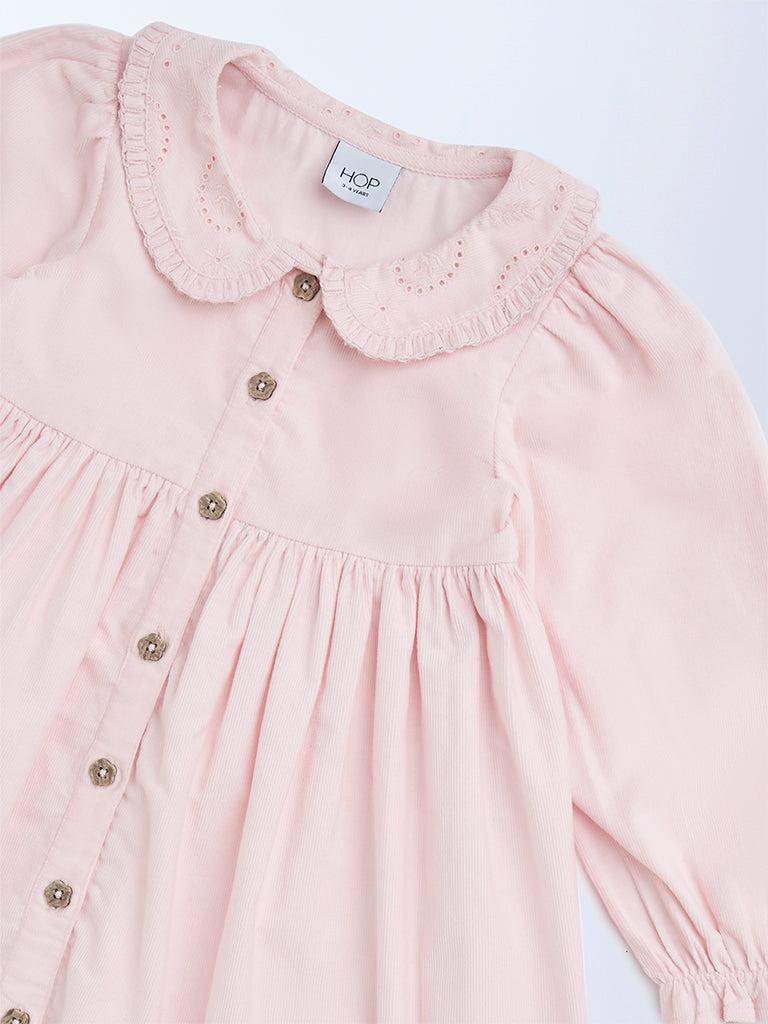 HOP Kids Light Pink Cotton Fit-and-Flare Dress - Image 3