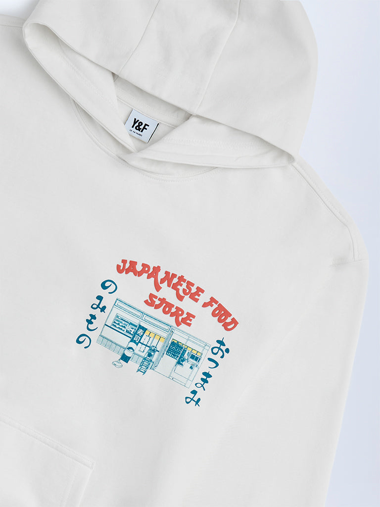 Y&F Kids Off-White Printed Cotton Hoodie - Image 3