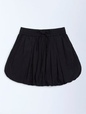 Y&F Kids Black Cotton Balloon Skirt