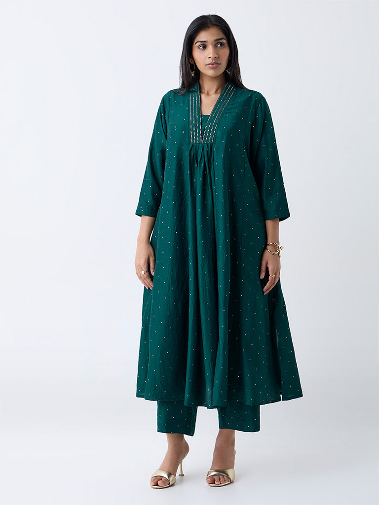 Diza Green Embellished Pants - Image 2