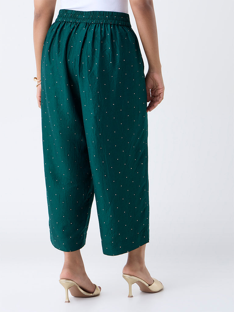 Diza Green Embellished Pants - Image 4