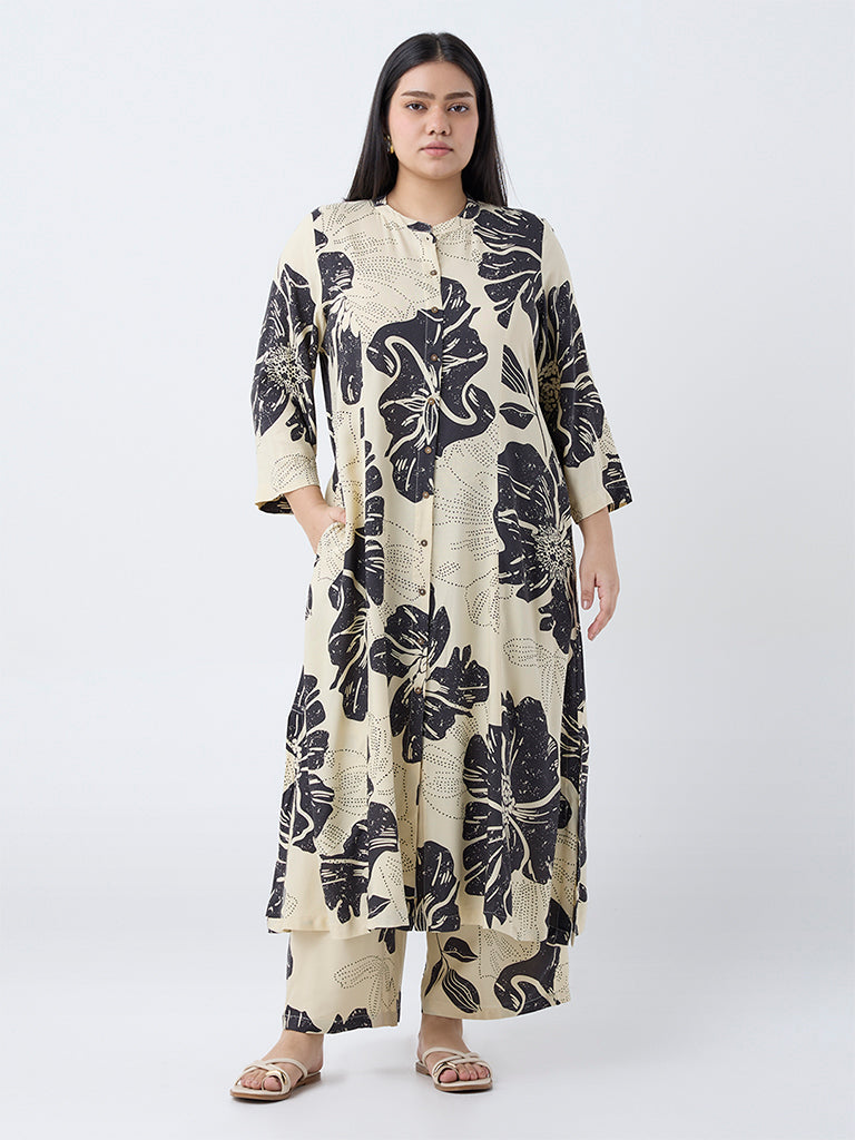 Diza Off-White Floral Printed Ethnic Pants - Image 2