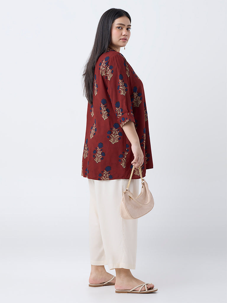 Diza Red Floral Printed Tunic - Image 4