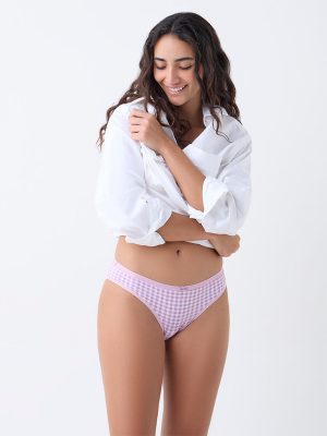 Wunderlove Purple Cotton-Blend Bikini Briefs - Pack of 3