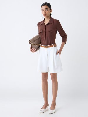 Wardrobe Brown Solid Shirt