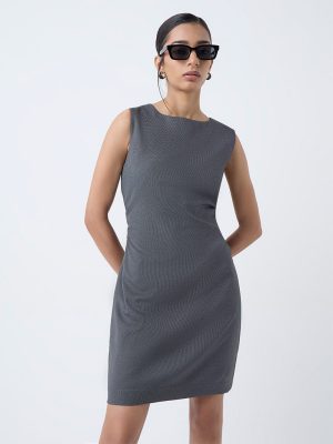 Wardrobe Charcoal Solid Shift Dress