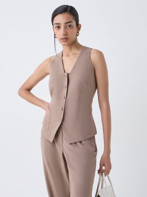 Wardrobe Brown Solid Waistcoat
