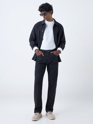 Ascot Charcoal Solid Relaxed-Fit Cotton Shirt