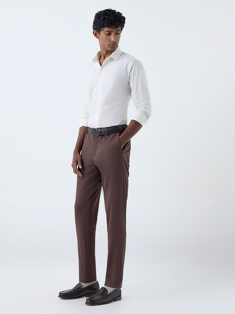 WES Formals Light Beige Cotton Ultra Slim Fit Shirt - Image 3