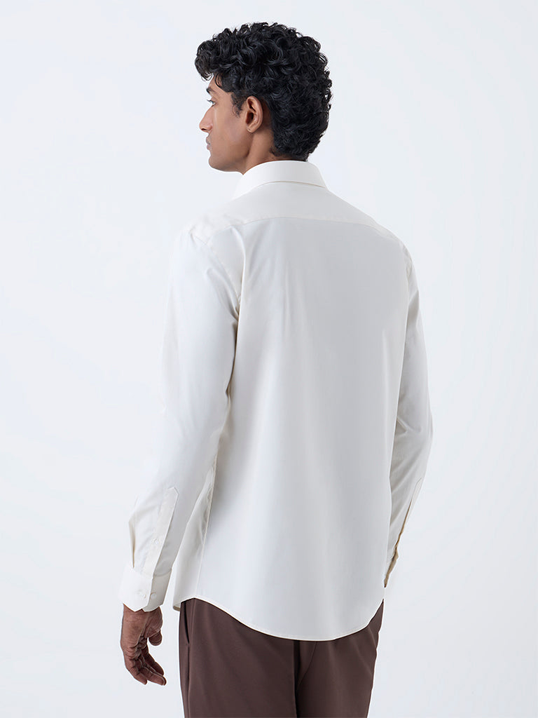 WES Formals Light Beige Cotton Ultra Slim Fit Shirt - Image 5
