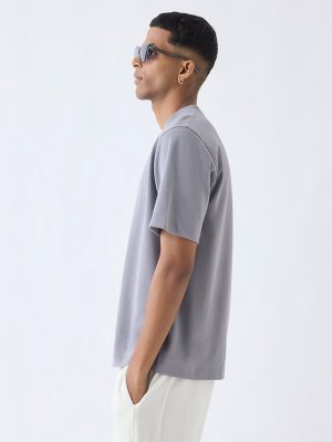 Studiofit Grey Relaxed-Fit Cotton-Blend T-Shirt