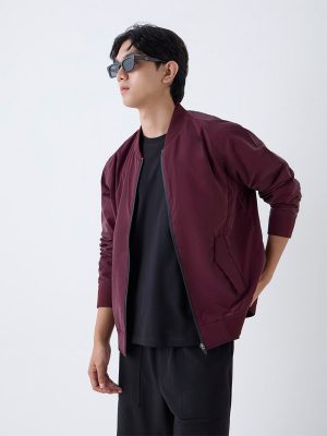 Studiofit Wine Solid Relaxed-Fit Jacket